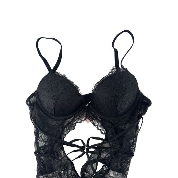 Victoria's Secret Rose Lace Strappy Teddy Bodysuit Size XS - Picture 7 of 11